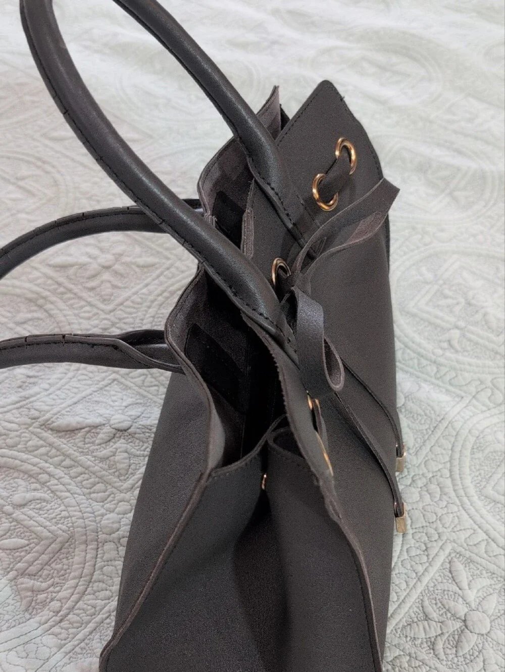 Kaari Gray Bow-Front Satchel